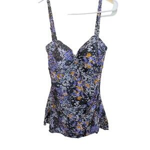 Shore Shapes Womens One Piece Swimsuit Skirted Multicolor Floral Size 12